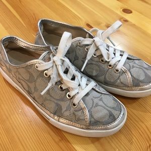 Coach silver low top sneakers